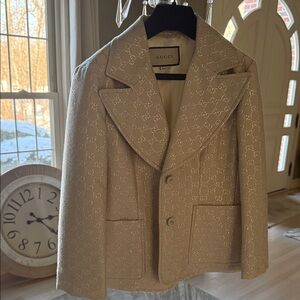 Gucci Tan Jacket with Signature Pattern